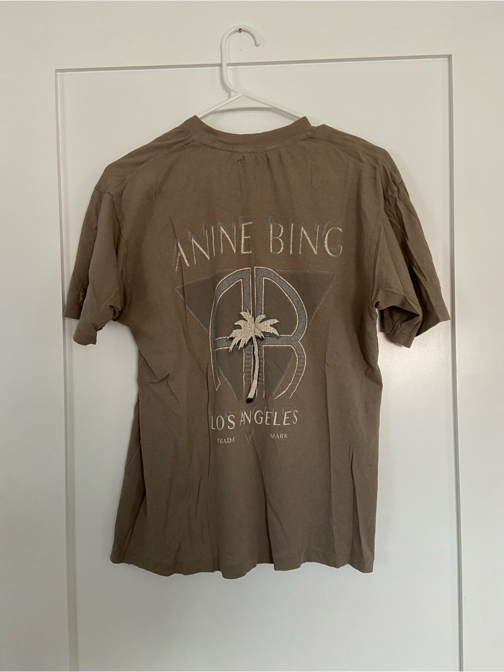 Anine Bing Gray Palm Logo Tee with Cream Graphic